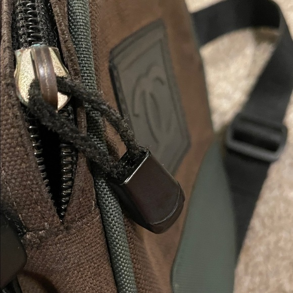 CHANEL Vintage Rare COCO Mark Sports Line Crossbody Sling Bag Canvas Brown Green - Picture 13 of 13